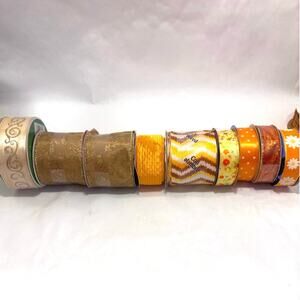 9 Rolls New Used Satin Organza Floral Gift Wrap Crafting Sewing Ribbon Rolls